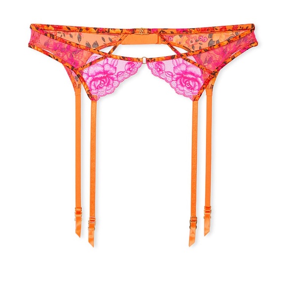 Victoria’s Secret 3PC VERY SEXY Satin Floral Bra Panty Garter Flaming Hot 🔥🔥🔥 - Picture 7 of 10